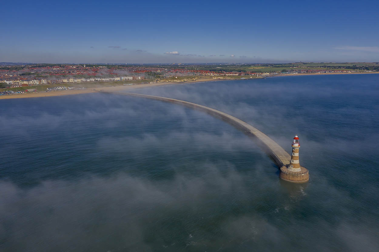 Above the clouds in Roker. DJI drone with qualified drone operator in Sunderland